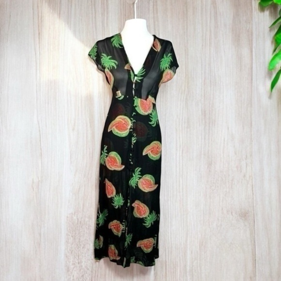 Reformation Womens Button Front Hydrangea Midi Dress size XS - Picture 2 of 16